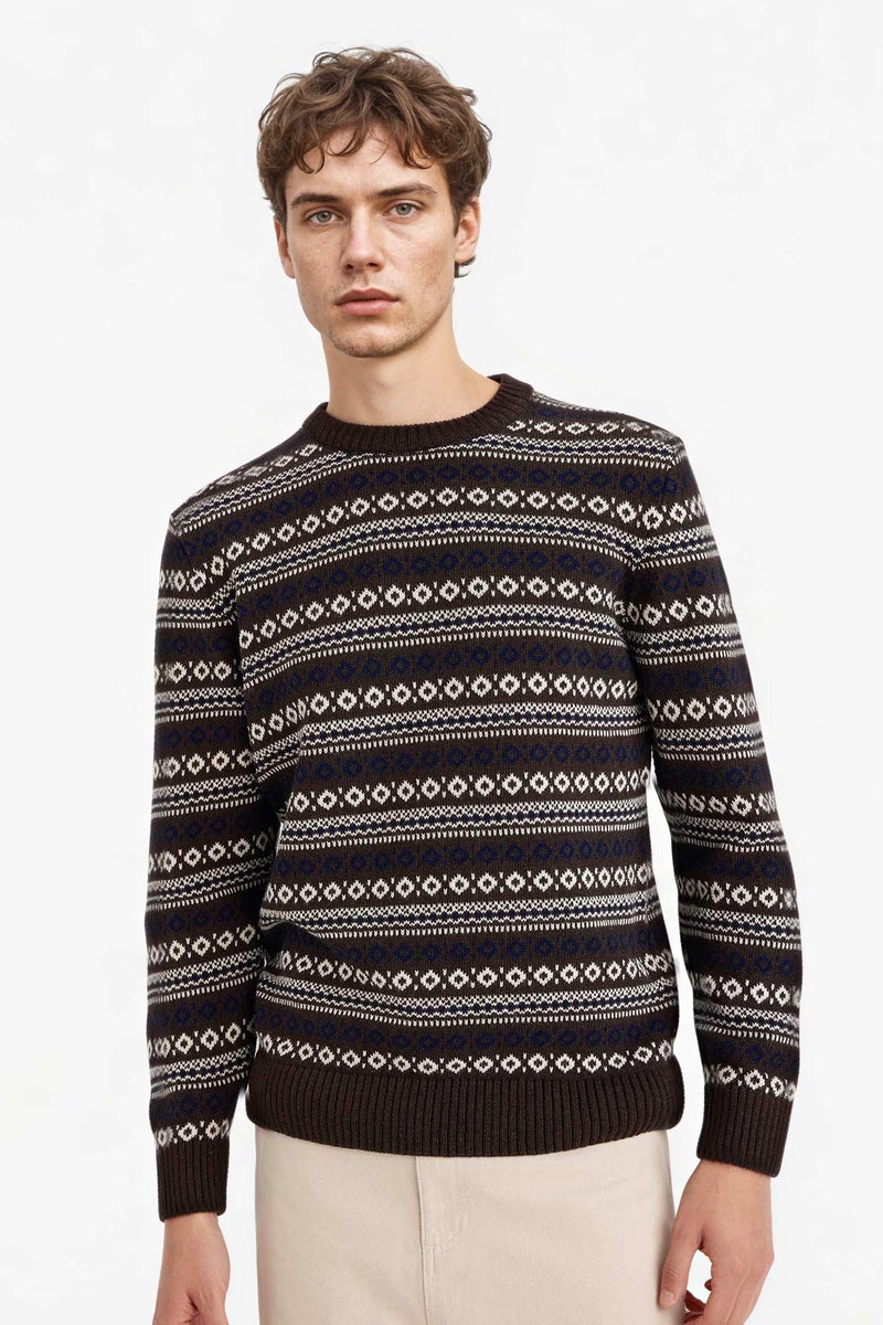 DeFacto Brown Man Regular Fit Knitwear Pullover Casual - Image 5